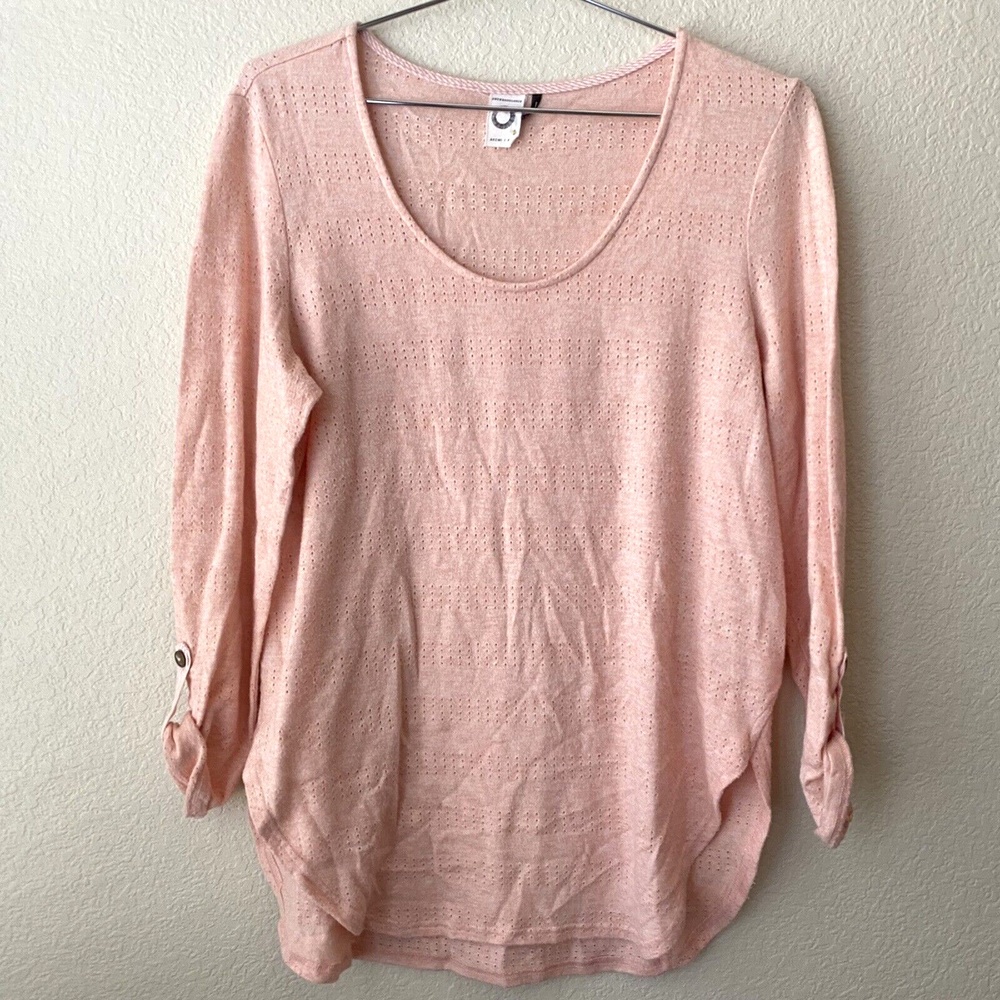 Anthropologie Akemi Kin Womens Roll Tab Sleeve Scoop neck pullover Sweater Sz S